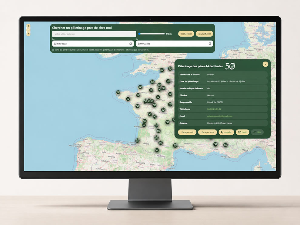 Fiche détaillée d'une antenne avec géolocalisation