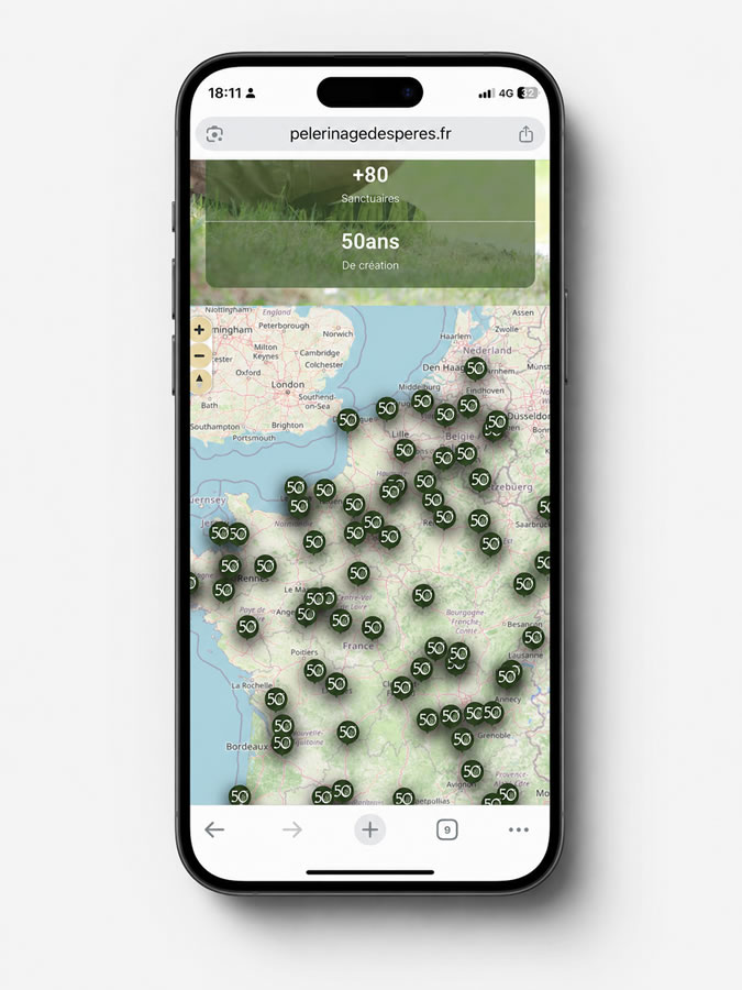 Version mobile de la carte interactive